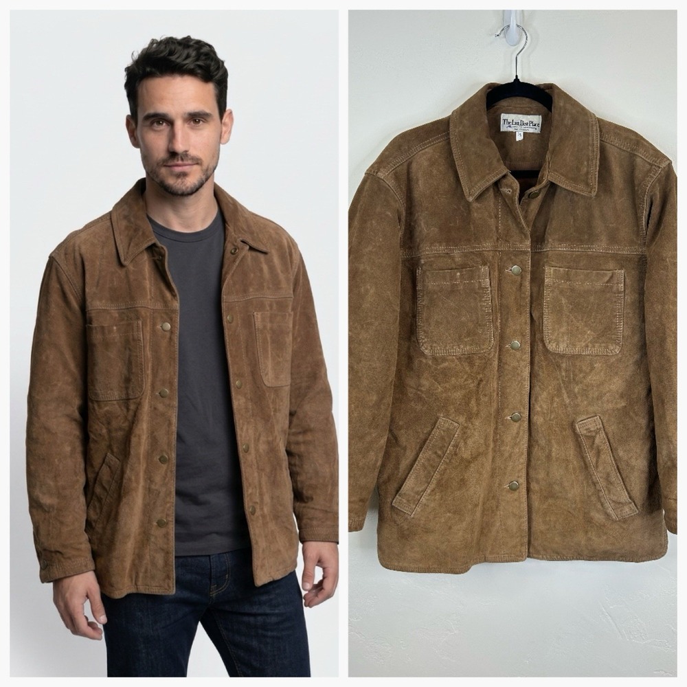Ranch Cabin Leather Suede Brown Vintage Cowboy Cowgirl Jacket Size S USA Made